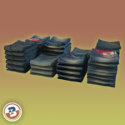 3D Model of Clothing Series - Realistic Folded Jeans - 3D Render 1